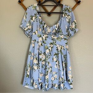 Inspired Hearts Blue Floral Romper Dress